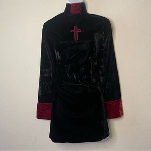 90s goth vampire church priest collar velvet mini dress
